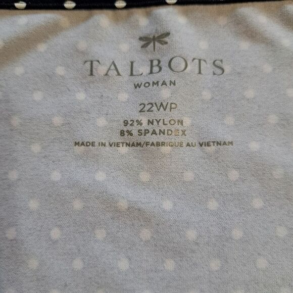 Talbots Polka Dot Print Faux Wrap Stretch Fabric Navy/White Size 22WP NWT - Picture 9 of 14